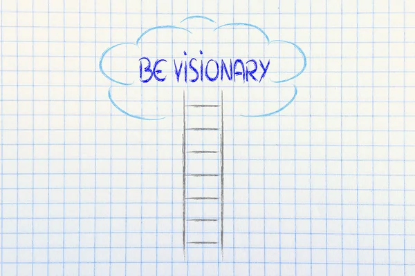 Be visionary: ladder leading to the clouds — Stock Photo, Image