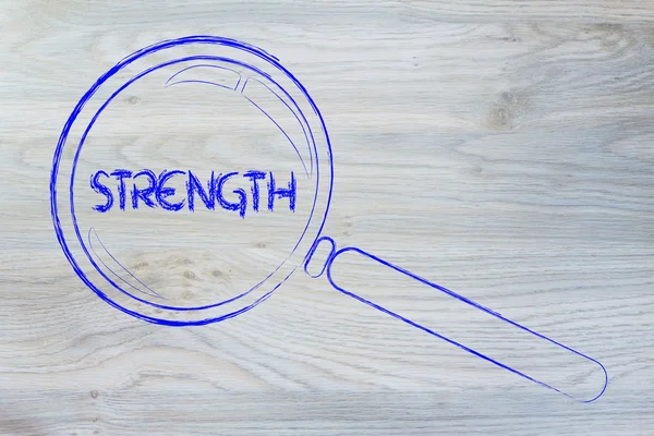 Finding strength, magnifying glass design — Stock Photo, Image