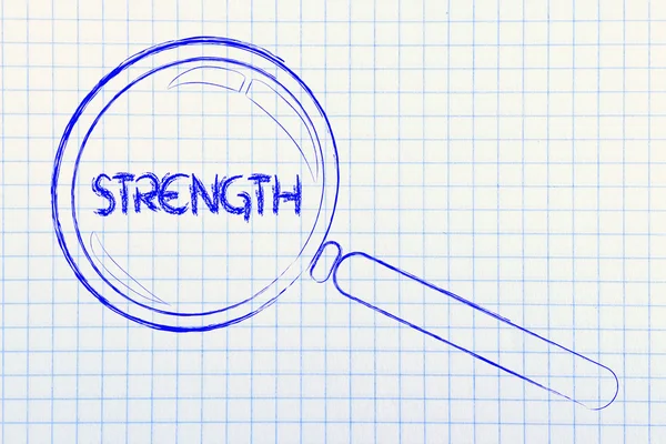 Finding strength, magnifying glass design — Stock Photo, Image