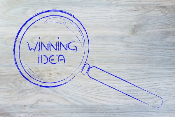 Finding a winning idea, magnifying glass design — Stock Photo, Image