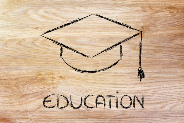 Sombrero de graduación y escritura Educación — Foto de Stock