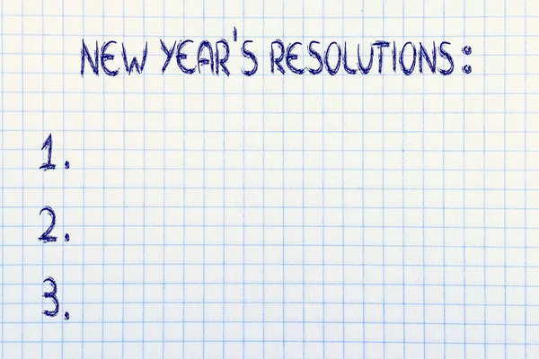 Empty list of new year's resolutions and goals — Stock Photo, Image