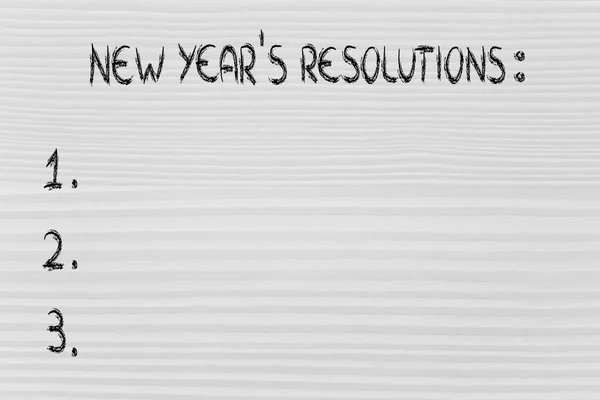 Lista vazia de resoluções de Ano Novo e objetivos — Fotografia de Stock