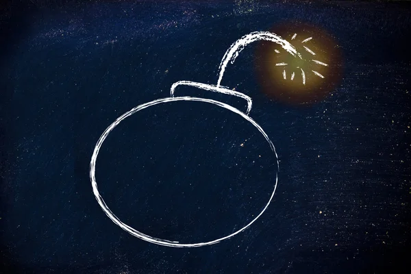 Divertente cartone animato bomba sta per esplodere — Foto Stock