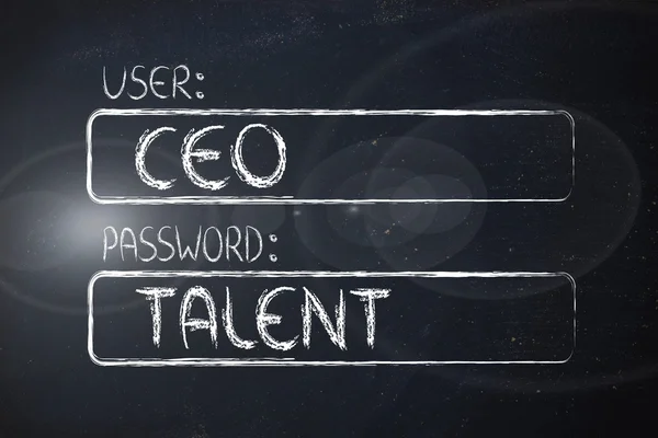 Utente CEO, password Talento — Foto Stock