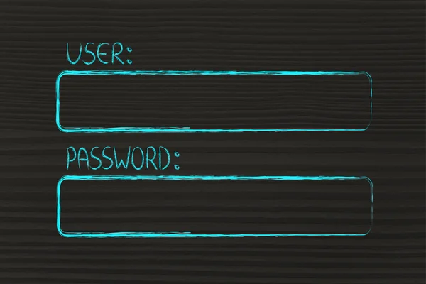 Пустые поля пользователя и пароля — стоковое фото