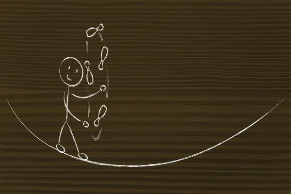 Équilibrer et gérer les responsabilités : personnage drôle jongleur — Photo