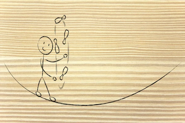 平衡和管理职责： 有趣的人物 jugglin — 图库照片