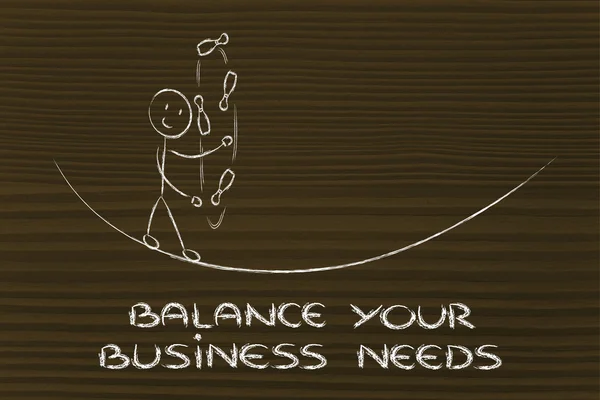 平衡和管理您的业务需求： 有趣的人物 jugg — 图库照片