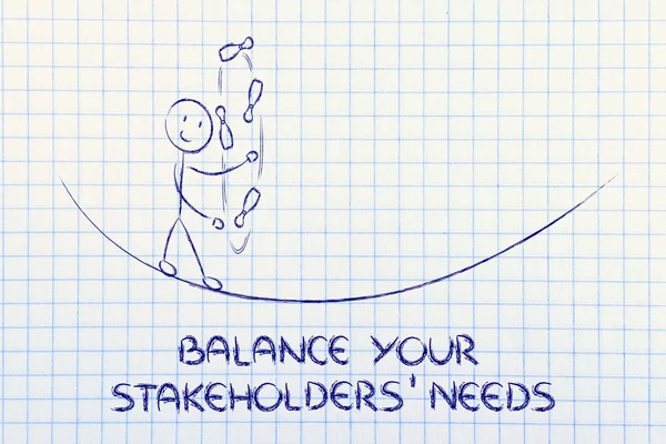 Equilibrare le esigenze dei tuoi stakeholder: giocoleria divertente — Foto Stock