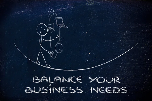 Balancing your business needs: juggling with pc, document, email — Stock Photo, Image