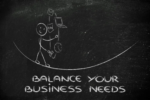 Equilibrar sus necesidades de negocio: malabarismo con PC, documento, correo electrónico —  Fotos de Stock