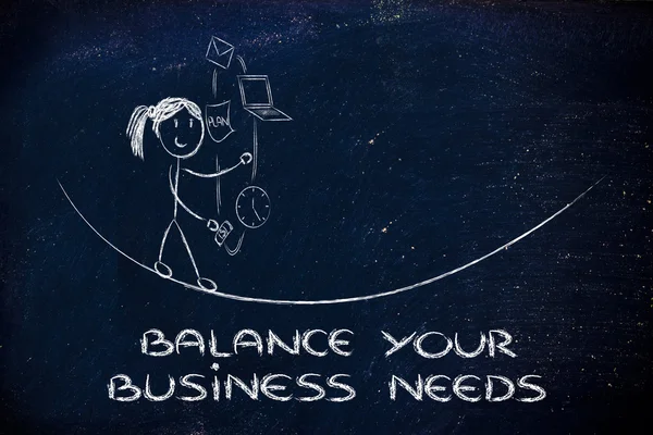 Balancing your customers' needs: juggling with pc, document, ema — Stock Photo, Image