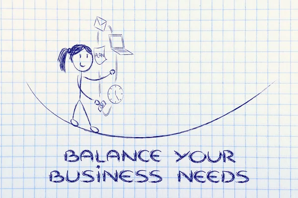 Balancing your customers' needs: juggling with pc, document, ema — Stock Photo, Image