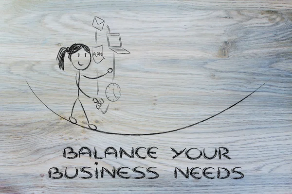 Balancing your customers' needs: juggling with pc, document, ema — Stock Photo, Image