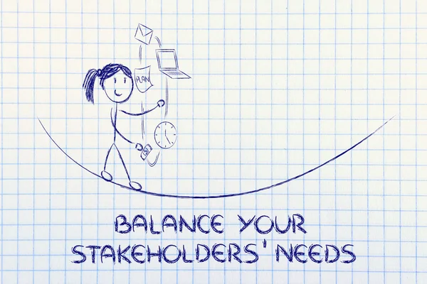 Équilibrer les besoins de vos parties prenantes : jongler avec PC, document , — Photo