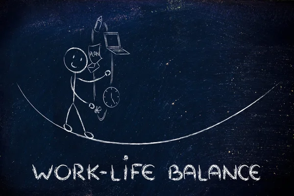 Praca równowagi pomiędzy życiem zawodowym & odpowiedzialności zarządzających: praca ojca ju — Zdjęcie stockowe