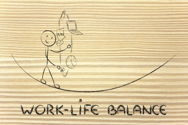 Praca równowagi pomiędzy życiem zawodowym & odpowiedzialności zarządzających: praca ojca ju — Zdjęcie stockowe
