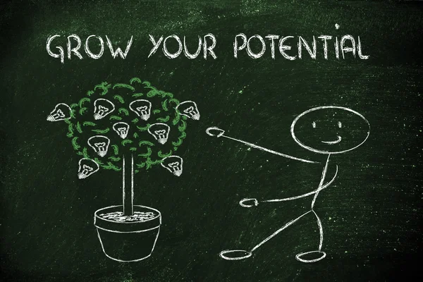Persoon het cultiveren van potentieel, talent, ideeën — Stockfoto