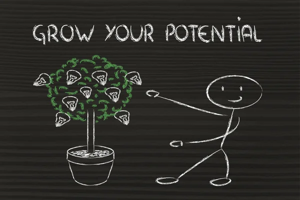 Pessoa cultivando potencial, talento, ideias — Fotografia de Stock