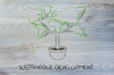 Yeşil Ekonomi: sembol ağacının yaprakları gibi contintents ile