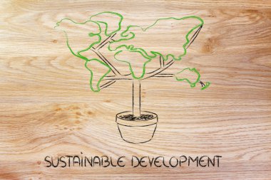 Yeşil Ekonomi: sembol ağacının yaprakları gibi contintents ile