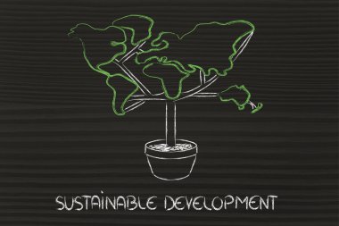 Yeşil Ekonomi: sembol ağacının yaprakları gibi contintents ile