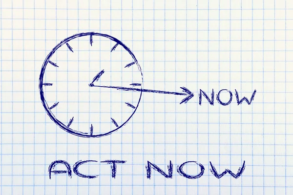 The time is now, act now — Stock Photo, Image