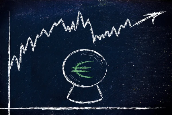 Boule de cristal drôle et taux de change euro — Photo