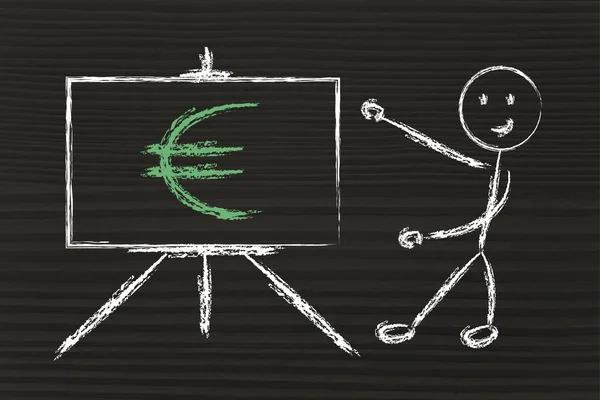 Eurovalutasymbolen i blackboard design — Stockfoto