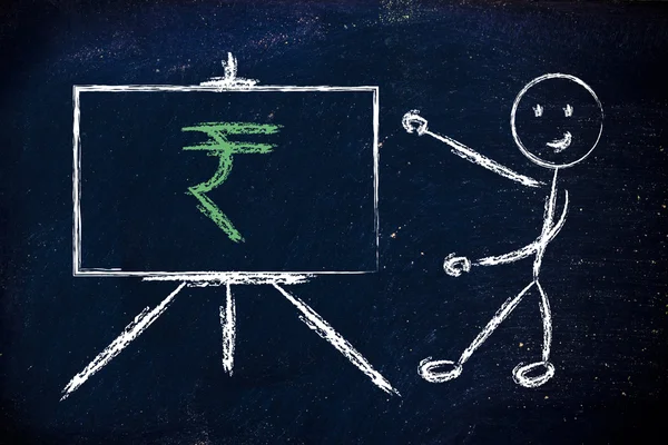 Rupee currency symbol in blackboard design — Stock Photo, Image