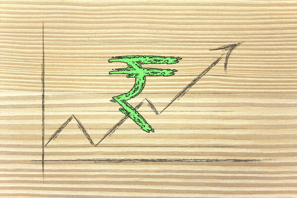 stock exchange graph with rupee currency symbol