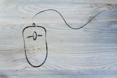 minimalist komik bilgisayar fare ile boşaltmak