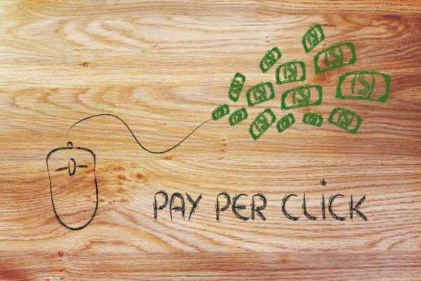 Computer mouse: concept of pay per click and click-through rate — Stock Photo, Image