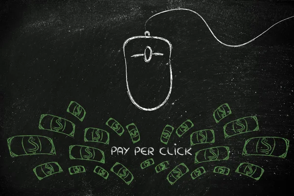 Computer mouse: concept of pay per click and click-through rate — Stock Photo, Image