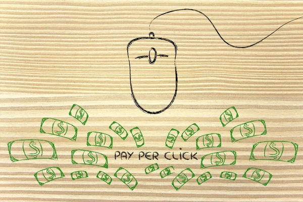 Computer mouse: concept of pay per click and click-through rate — Stock Photo, Image