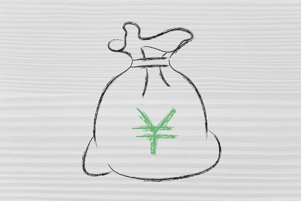 Yen money bag — Stock Photo, Image