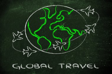 seyahat endüstrisinin: dünyanın dört bir yanından uçaklar