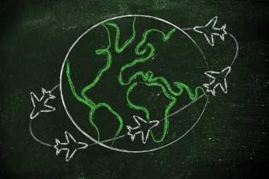 seyahat endüstrisinin: dünyanın dört bir yanından uçaklar