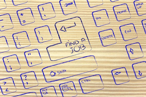 Computertastatur mit spezieller Taste: Arbeit finden — Stockfoto