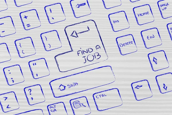 Computer keyboard with special key: find a job — Stock Photo, Image