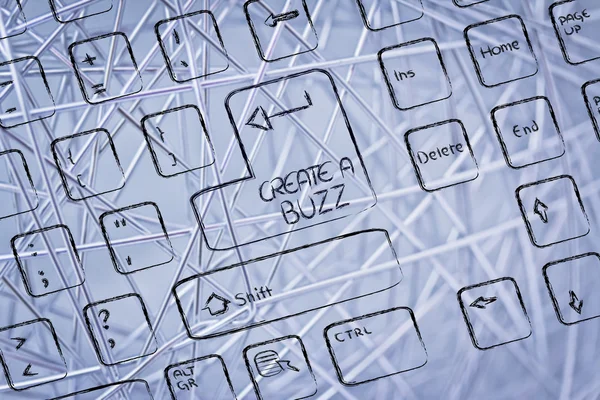 Computer keyboard with special key: create a buzz — Stock Photo, Image
