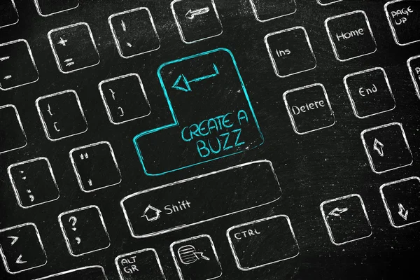 Klawiatura komputer kluczem specjalnym: tworzenie buzz — Zdjęcie stockowe