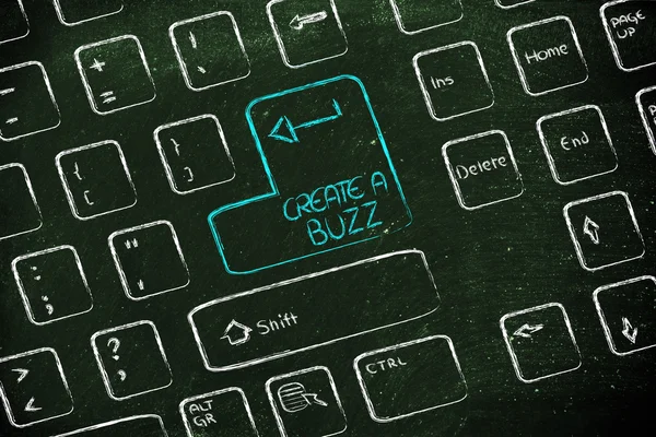 Computer keyboard with special key: create a buzz — Stock Photo, Image