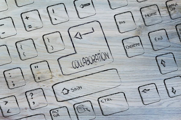 Computer keyboard with special key: collaboration — Stock Photo, Image