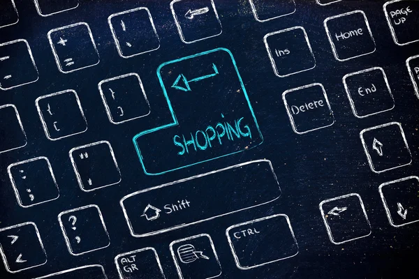 特別なキーを持つコンピューターのキーボード: ショッピング — ストック写真