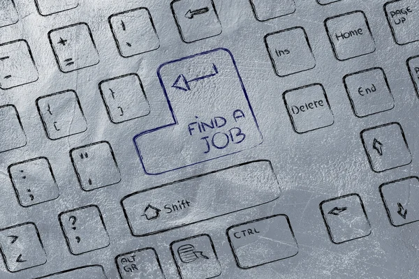 Teclado do computador com chave especial: encontrar um emprego — Fotografia de Stock