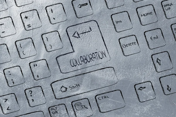 Teclado del ordenador con tecla especial: colaboración —  Fotos de Stock