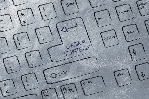 特別なキーを持つコンピューターのキーボード: 戦略の作成 — ストック写真