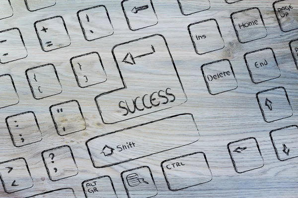 Computer keyboard with special key: success — Stock Photo, Image